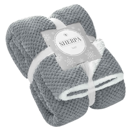 Grafitowy Koc Narzuta z Mikrofibry Baranek 150x200 Sherpa