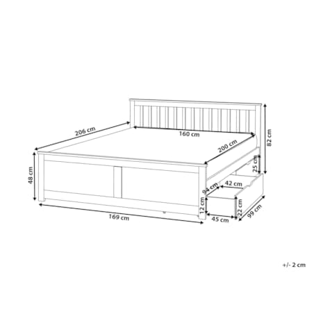 Łóżko ze schowkiem OLENDON 160 x 200 cm Z miejscem do przechowywania Drewno Biały