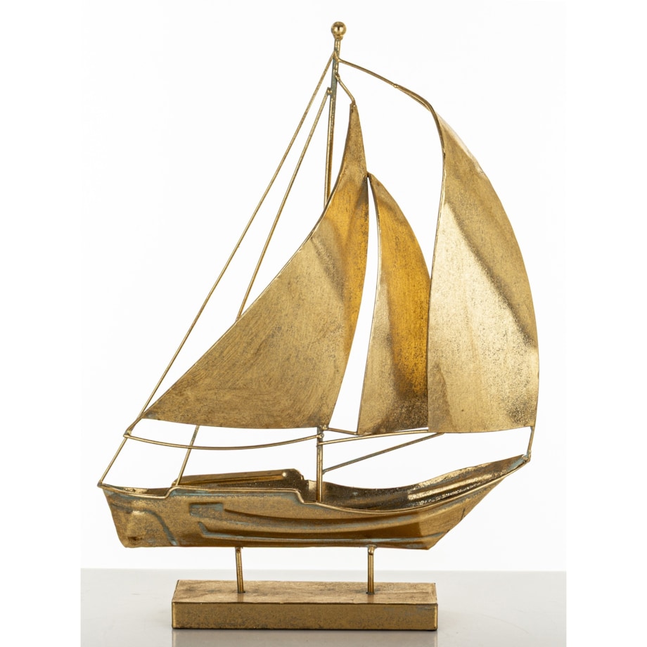 Dekoracja - złota żaglówka 45x33x8 cm KURUN-2 z 3 żaglami