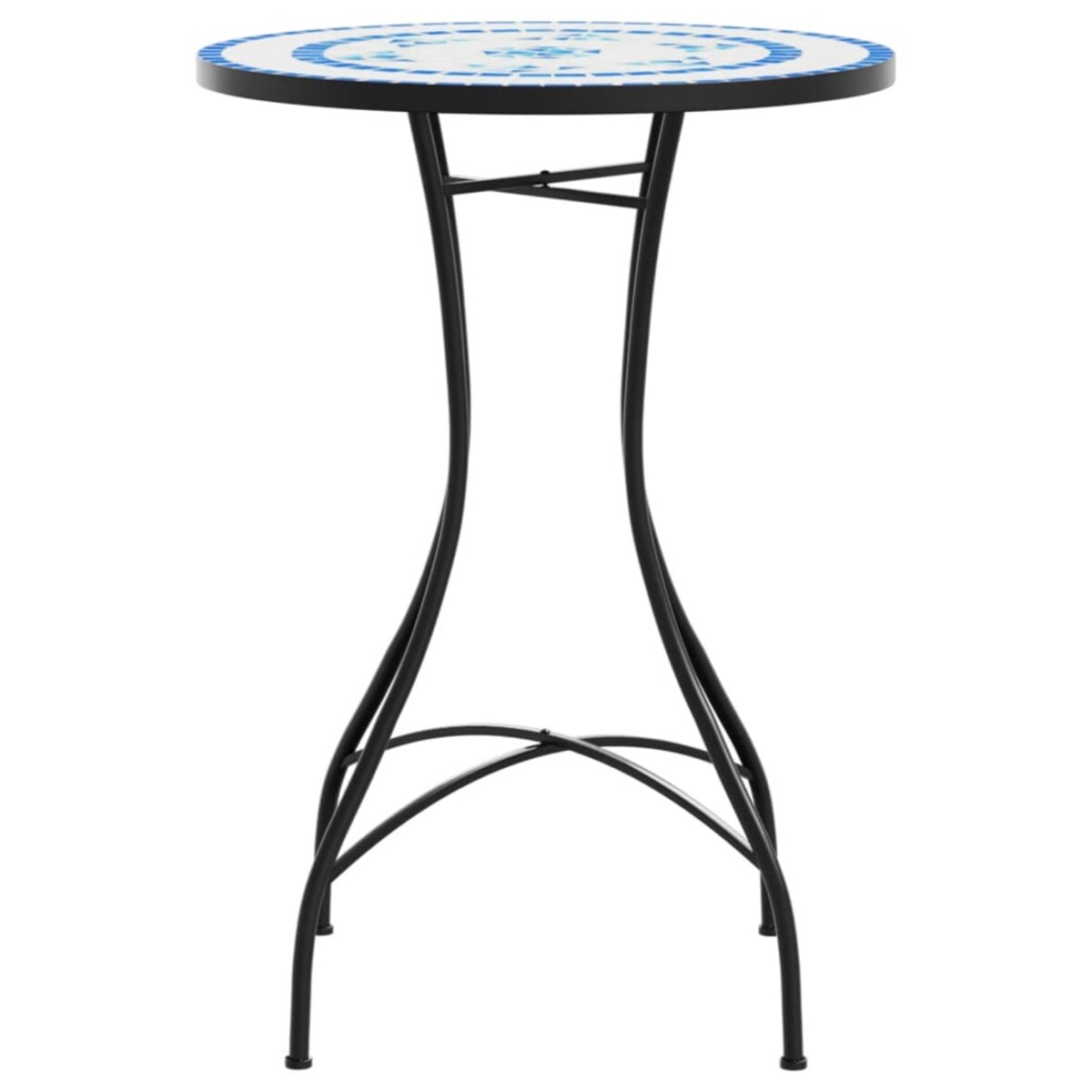 vidaXL Mozaikowy stolik bistro, niebiesko-biały, Ø50x70 cm, ceramiczny