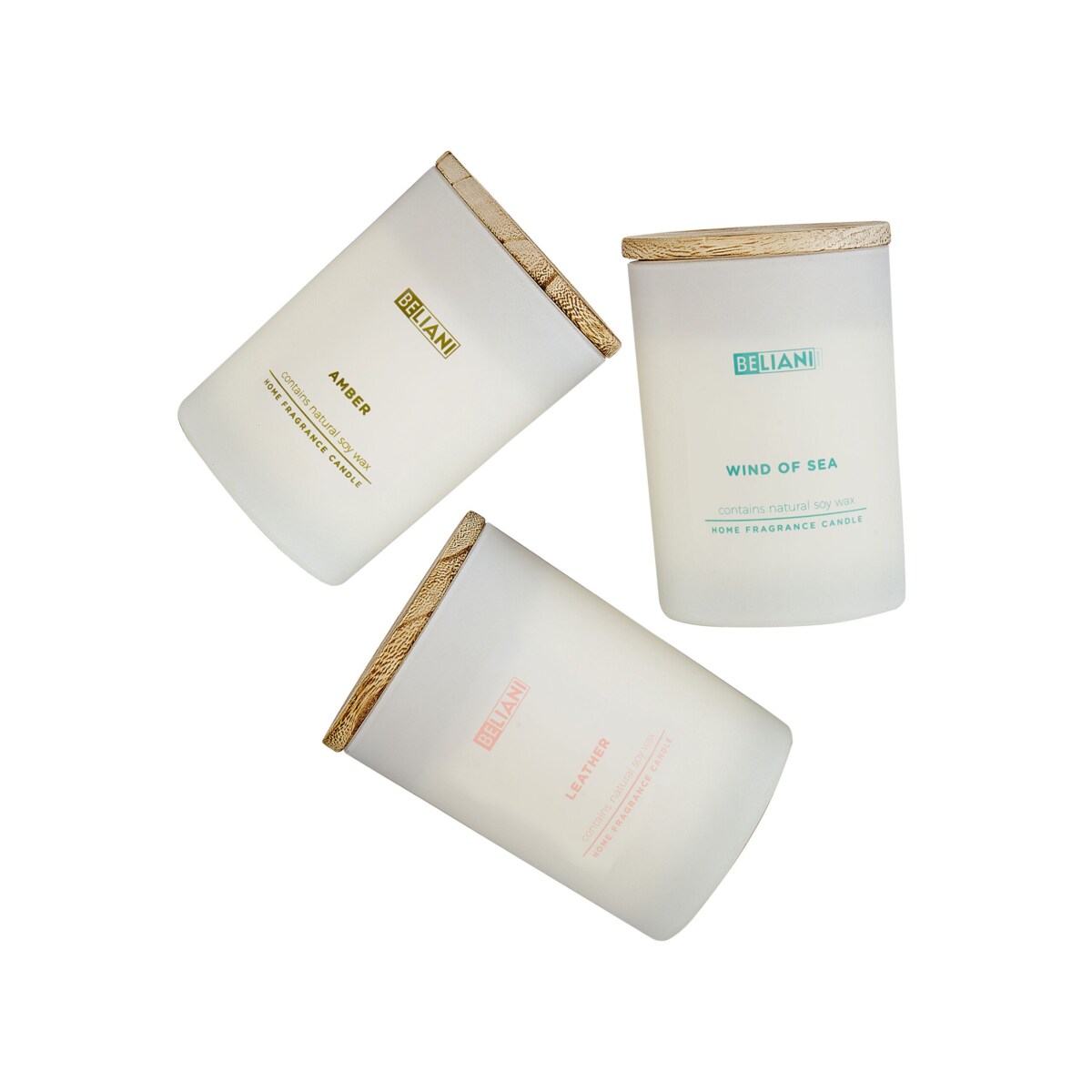 3 świece zapachowe sojowe skóra/ morska bryza/ bursztyn SIMPLICITY