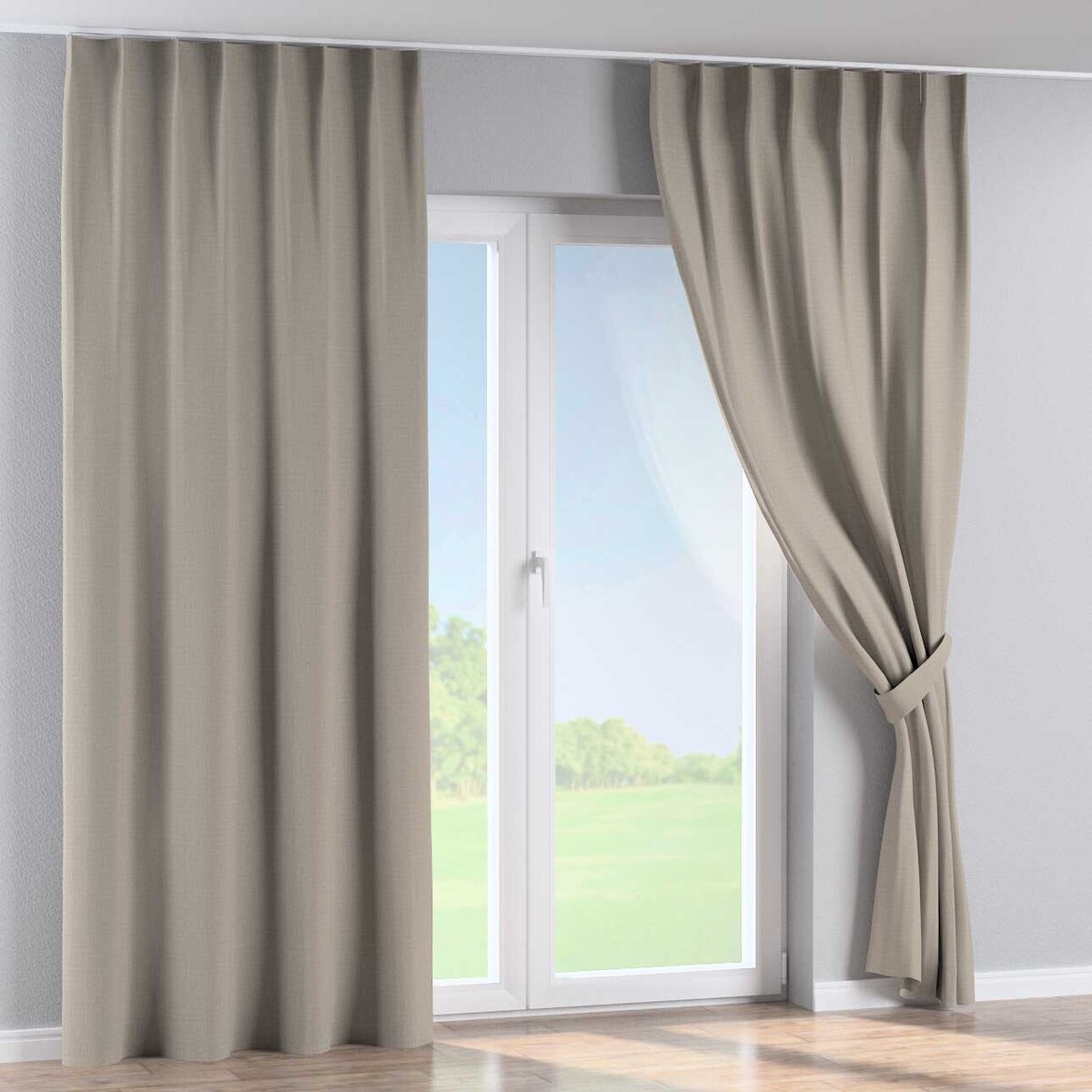 Zasłona na haczykach flex pojedynczych 130x260 beżowy strukturalny