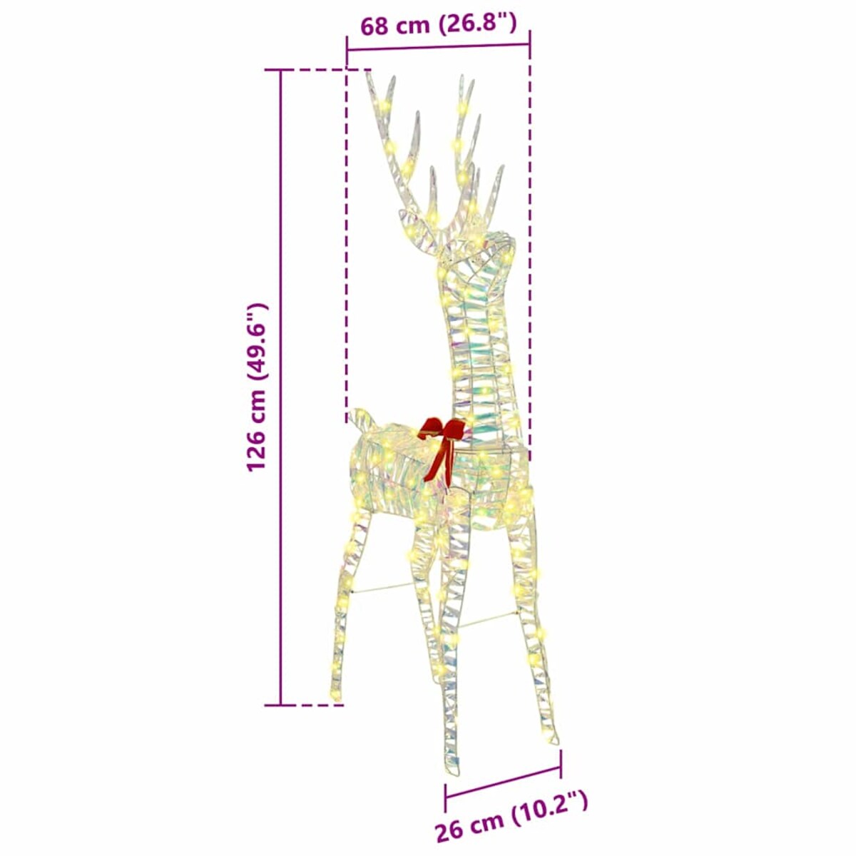 vidaXL 3D Renifer z 140 diodami LED Ciepła biel 128 cm PET