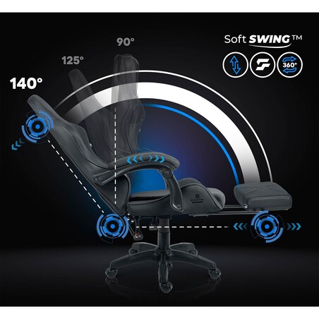Fotel gamingowy obrotowy podnóżek dla gracza Sofotel Lokar czarny