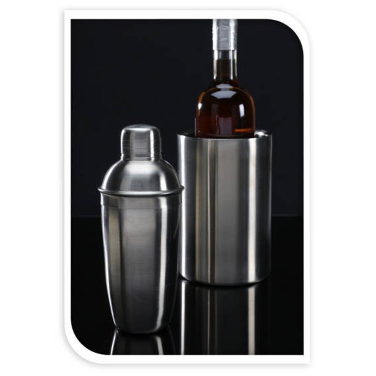 Zestaw barmański na prezent, 2 elementy: shaker i wiaderko na lód, stal nierdzewna