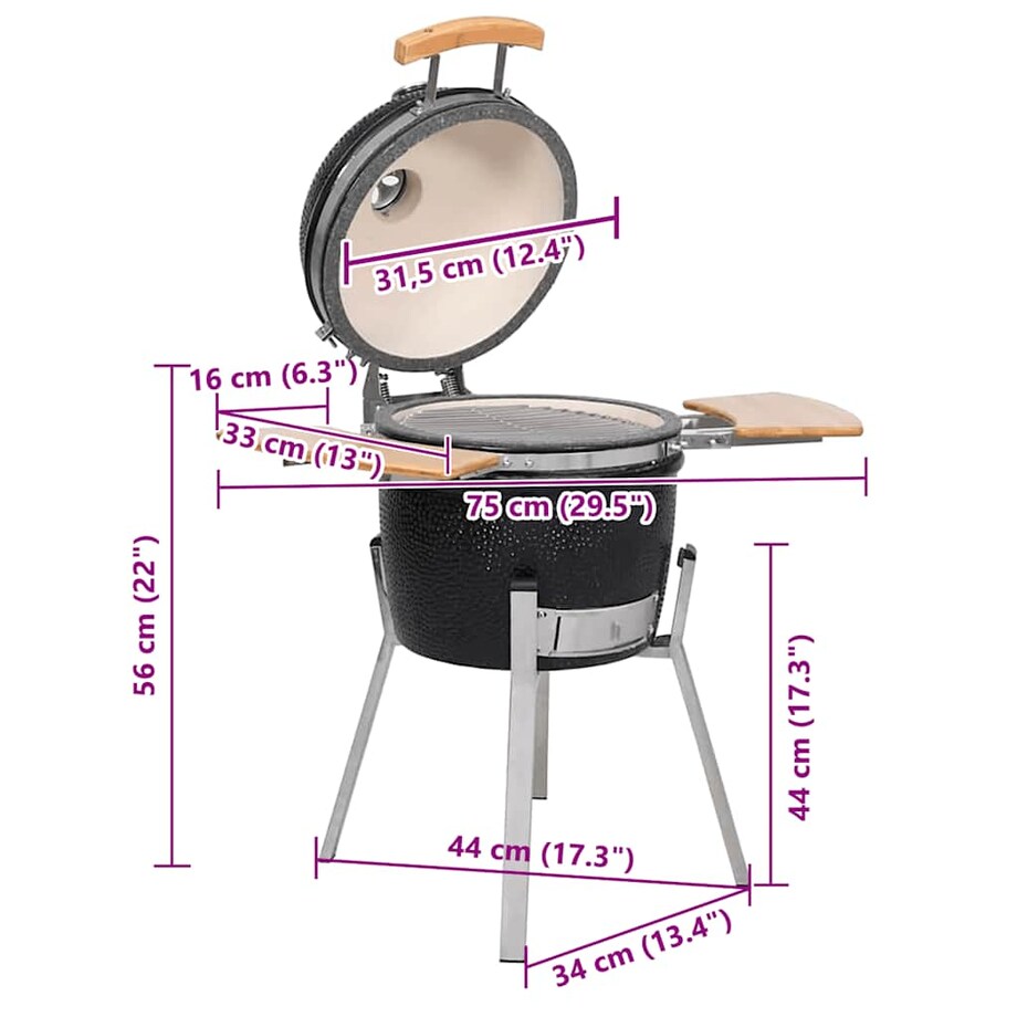 Grill ceramiczny Kamado, wysokość 33 cm