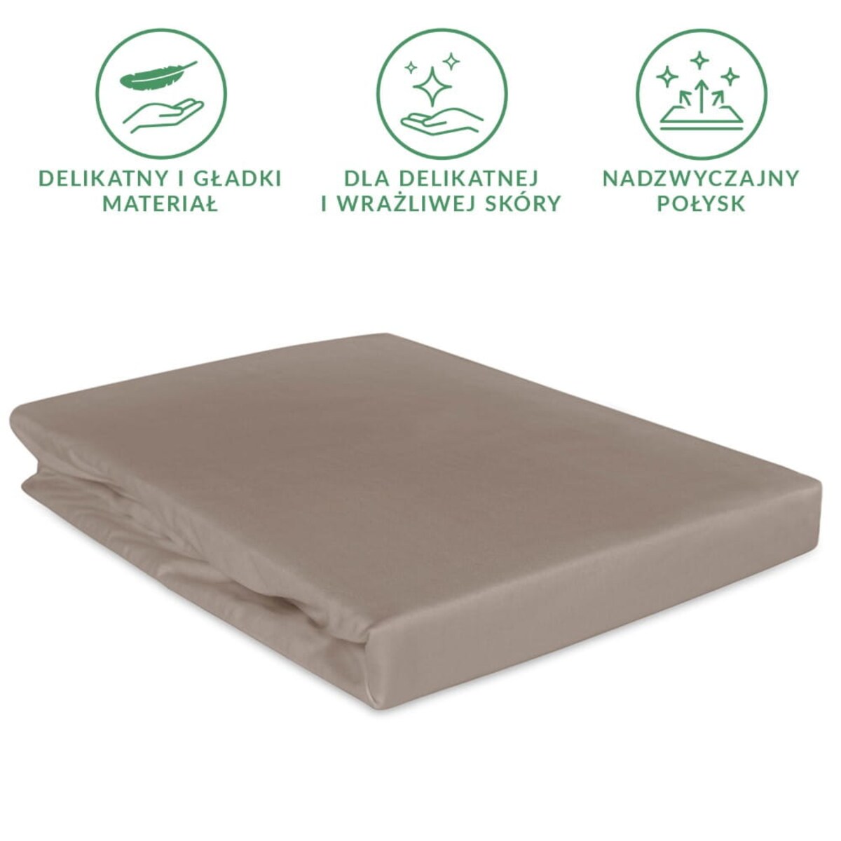 Prześcieradło satynowe z gumką ciemnobeżowe 140 x 200 cm