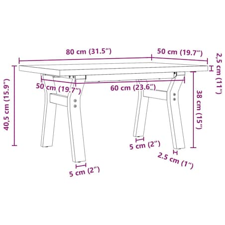 vidaXL Stolik kawowy z nogami w kształcie litery Y, 80x50x40,5 cm