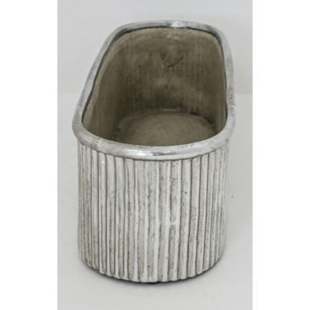 Kwietnik-osłonka kamionkowa 11,5x38,5x13 cm srebrny