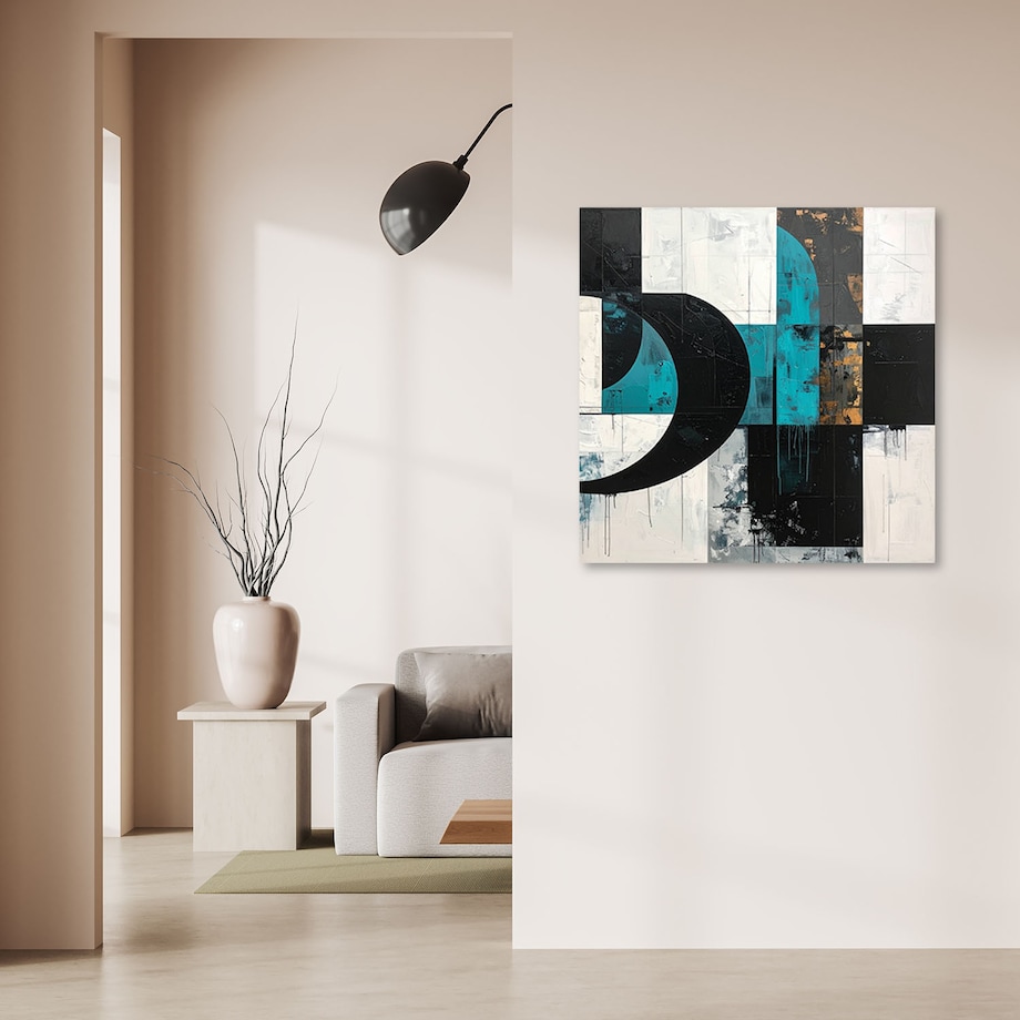 Obraz do salonu sypialni biura, Geometryczne kształty abstrakcja turkusowy