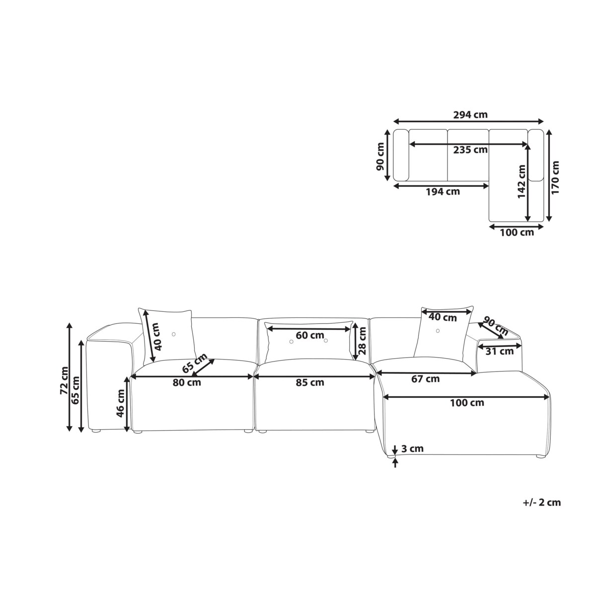Narożnik DOLVA Sztruks Złamana biel dla 3 osób Lewostronny
