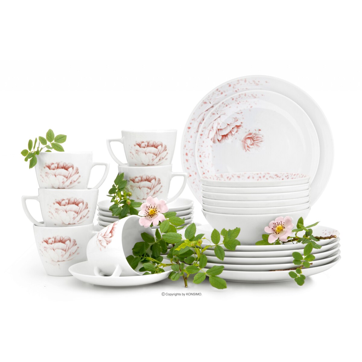 Zestaw obiadowo kawowy 6os. (30el.) BOSS PIWONIA