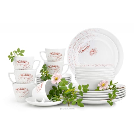 Zestaw obiadowo kawowy 6os. (30el.) BOSS PIWONIA