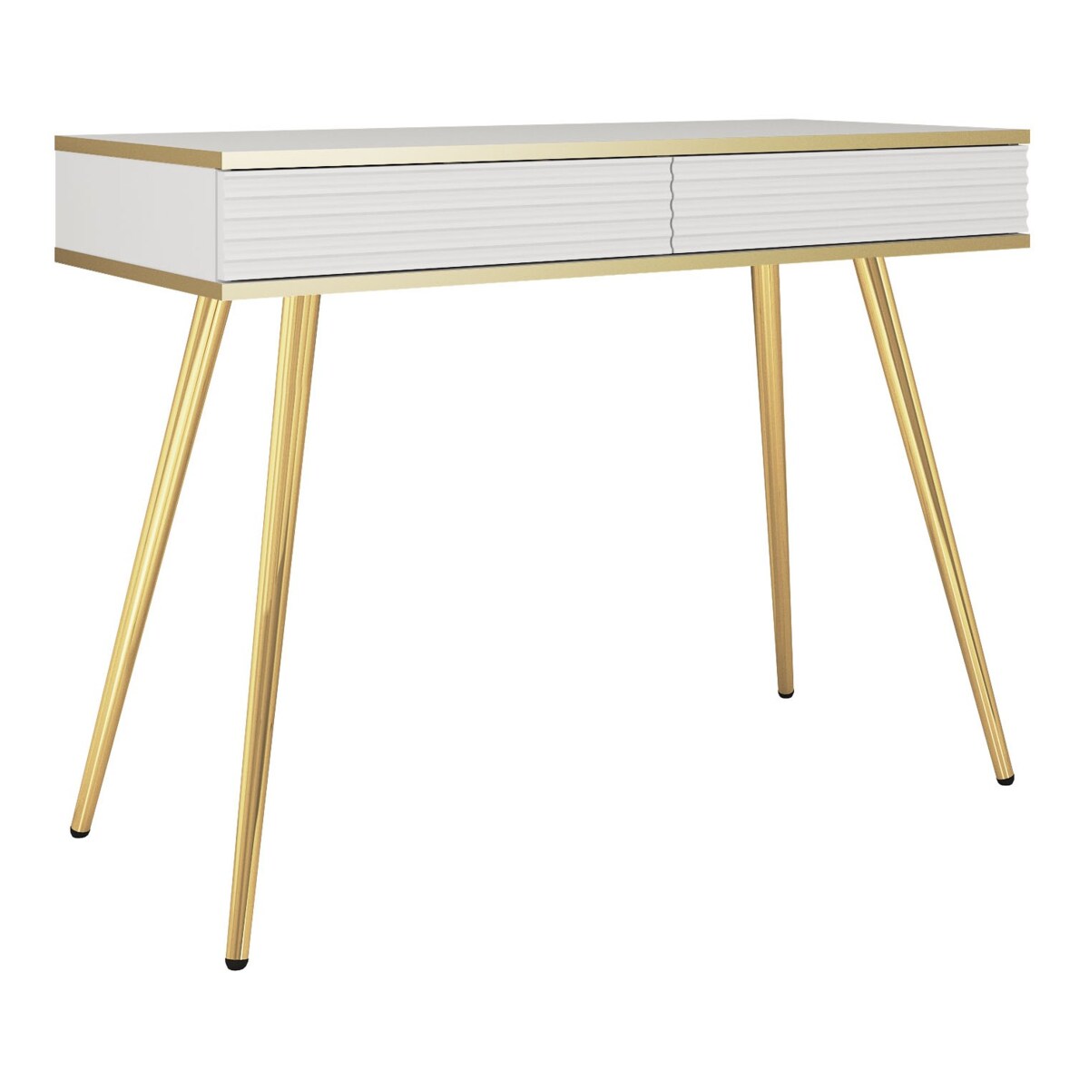 Toaletka ryflowana POLO 102 na wysokich złotych nóżkach, biała