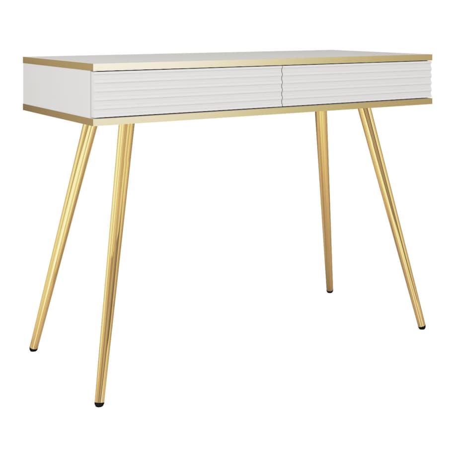 Toaletka ryflowana POLO 102 na wysokich złotych nóżkach, biała