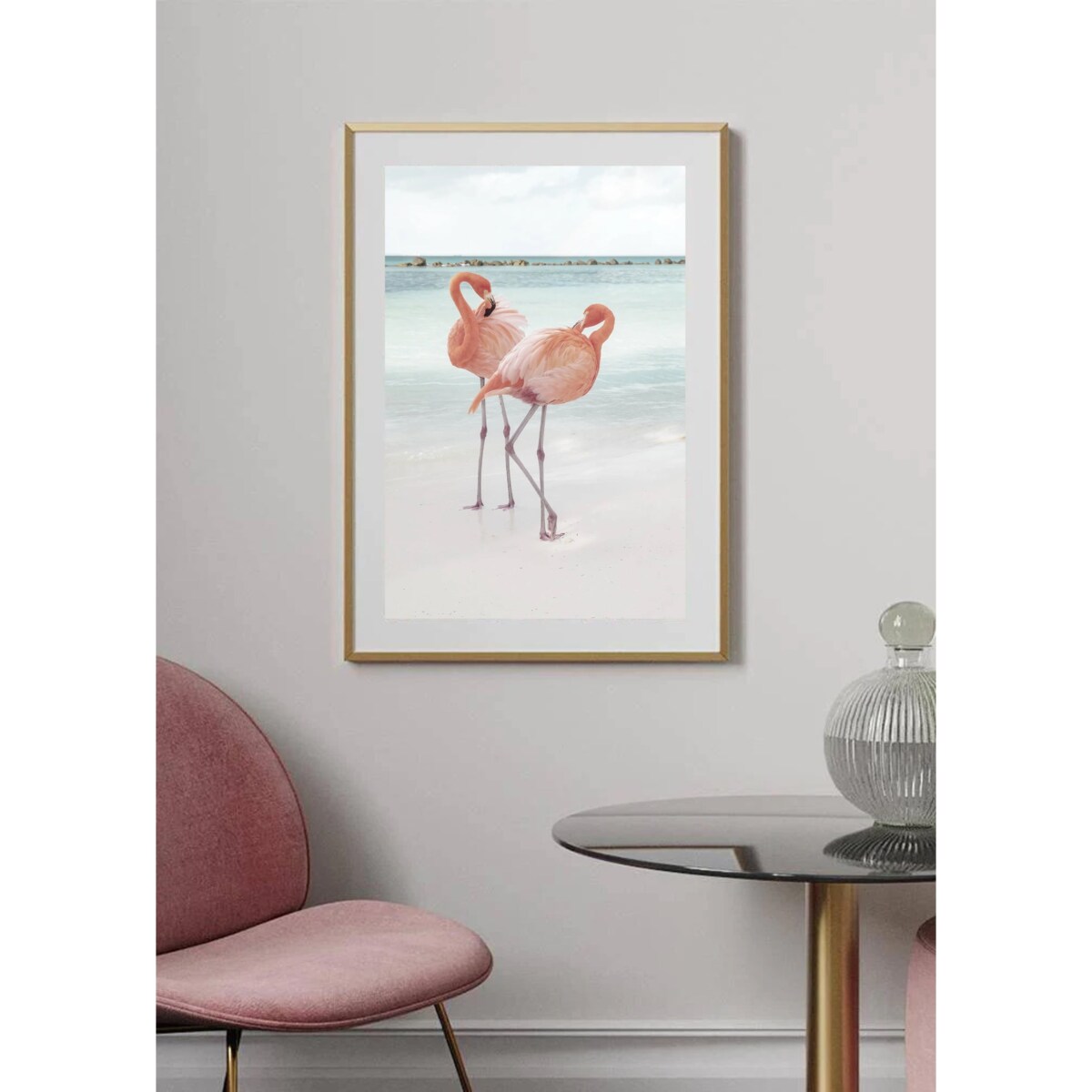 Poster Story, Plakat, Obraz - Plaża z Flamingami, wymiary 60 x 84 cm