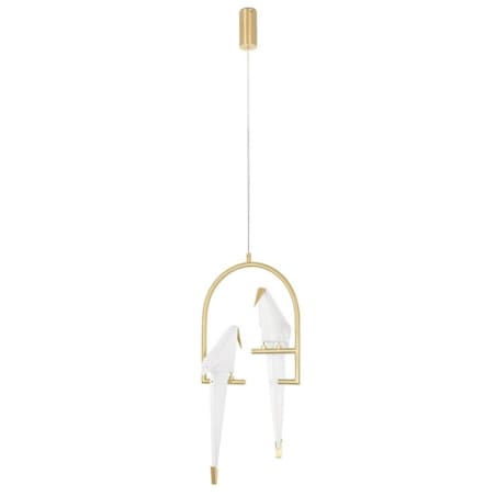 Wisząca lampa Loro MD8113-2 LED 19W ptaki białe złote