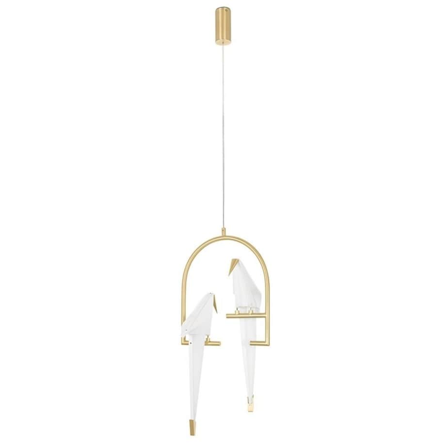 Wisząca lampa Loro MD8113-2 LED 19W ptaki białe złote