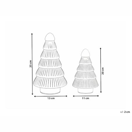 Zestaw 2 figurek dekoracyjnych FLAREN Choinka 20/25 cm Beżowy