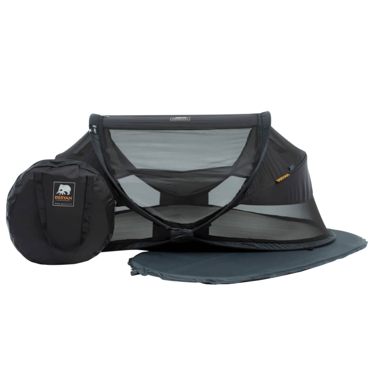 DERYAN Łóżeczko turystyczne Baby Luxe z moskitierą, czarne