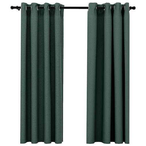 vidaXL Zasłony stylizowane na lniane, 2 szt., zielone, 140x175 cm