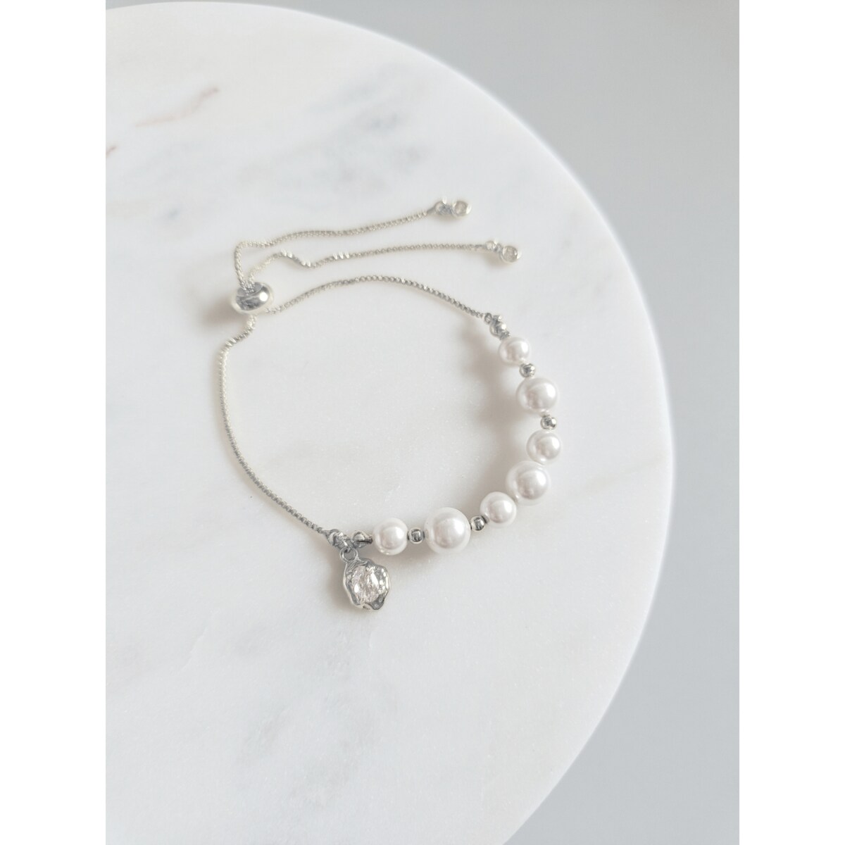 Bransoletka srebrna perłowa ŚLUB seashell mosiądz ROBIONA ręcznie jakość