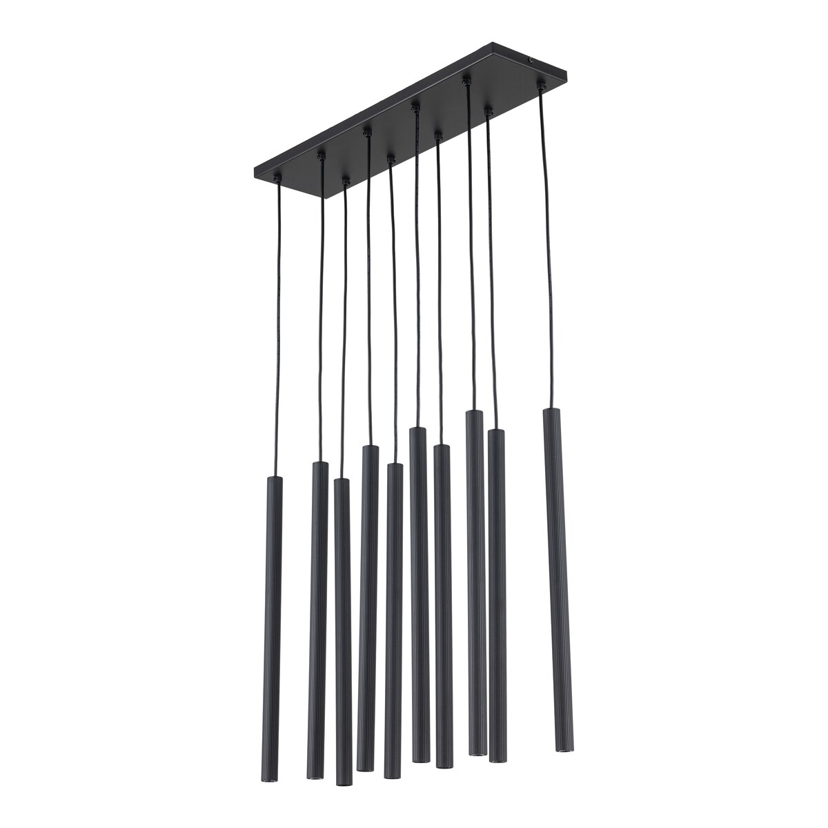 Lampa Wisząca Tk Lighting Ferro Na Listwie Czarna Ryflowana Metalowa Tuba Sopel Rurka 10X G9