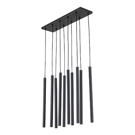 Lampa Wisząca Tk Lighting Ferro Na Listwie Czarna Ryflowana Metalowa Tuba Sopel Rurka 10X G9