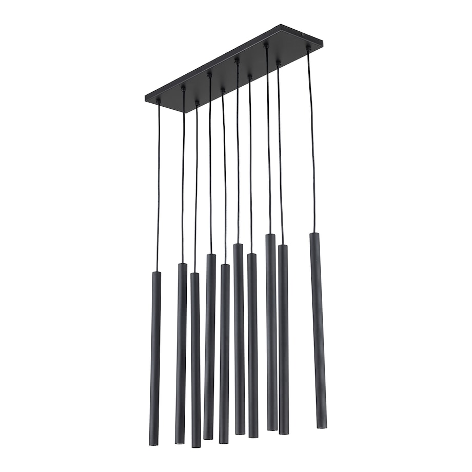 Lampa Wisząca Tk Lighting Ferro Na Listwie Czarna Ryflowana Metalowa Tuba Sopel Rurka 10X G9
