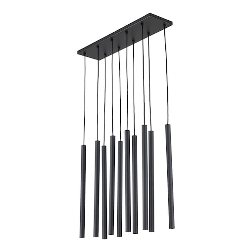 Lampa Wisząca Tk Lighting Ferro Na Listwie Czarna Ryflowana Metalowa Tuba Sopel Rurka 10X G9