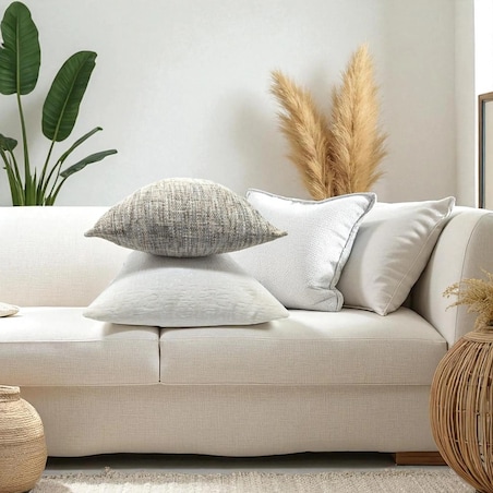 Duża biała poduszka 50x50 Bess - waniliowa biel