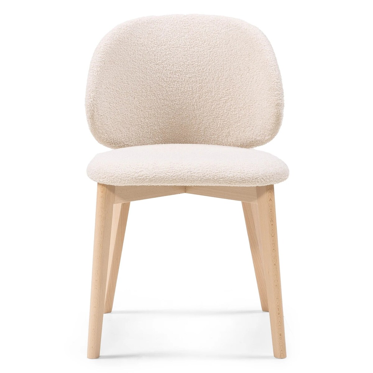 Krzesło SELMA - VIII jasnobeżowe/buk/boucle 79x48x48 cm