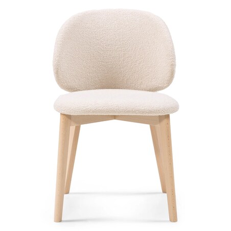 Krzesło SELMA - VIII jasnobeżowe/buk/boucle 79x48x48 cm