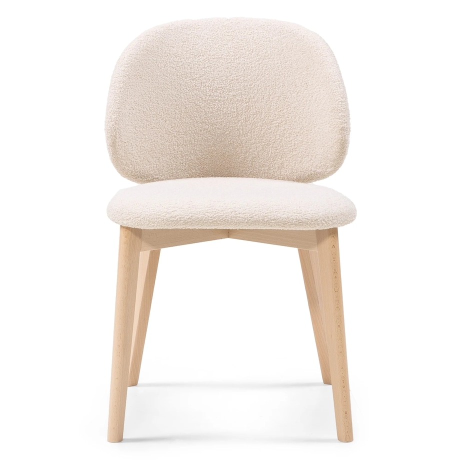 Krzesło SELMA - VIII jasnobeżowe/buk/boucle 79x48x48 cm