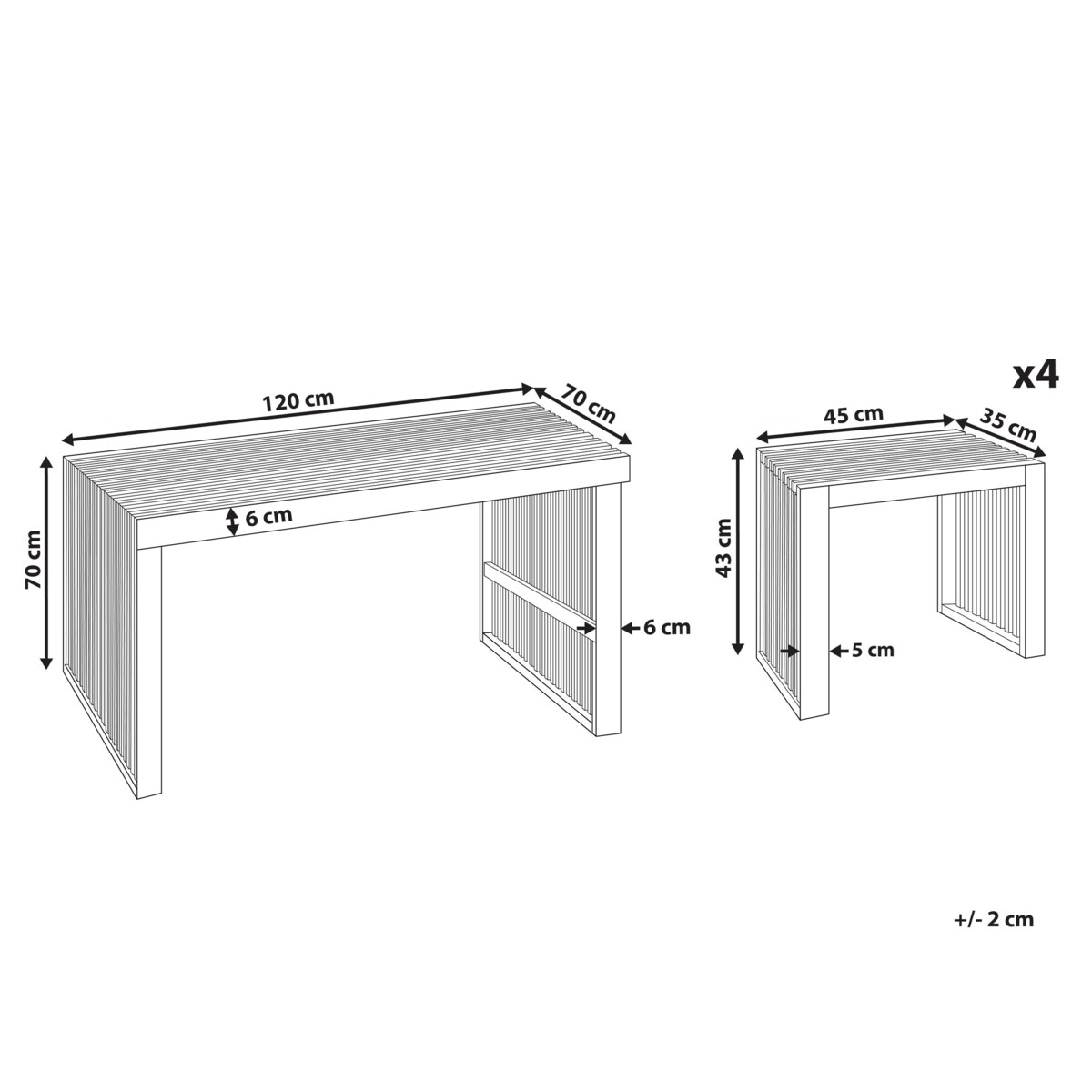Zestaw ogrodowy ze stołkami dla 4 osób BELLANO Drewno akacjowe Brązowy