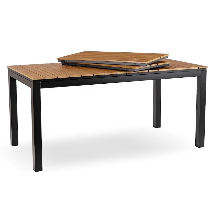 Zestaw Mebli Ogrodowych Stół 4 Krzesła Taras Ogród Technorattan Czarny Dąb