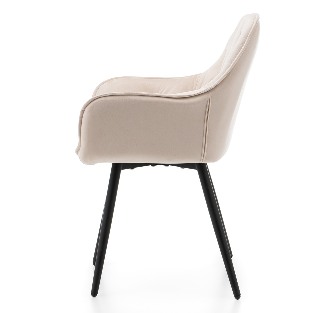 Krzesło tapicerowane pikowane do salonu jadalni welurowe SIENA beżowe