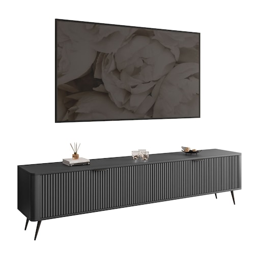 Szafka RTV SCARLETT 2D 200 cm na nóżkach czarna