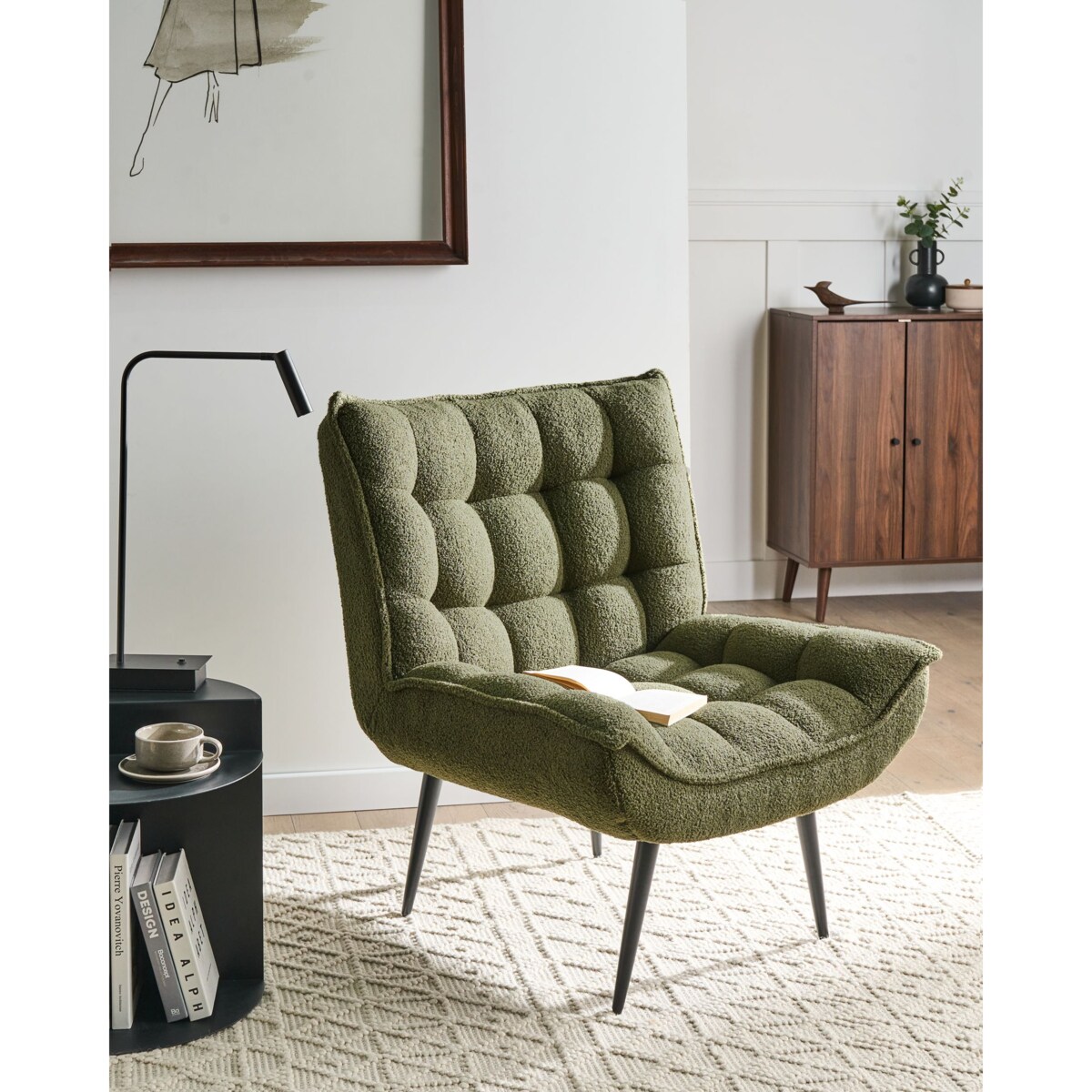 Fotel ALVESTA Boucle Ciemnozielony