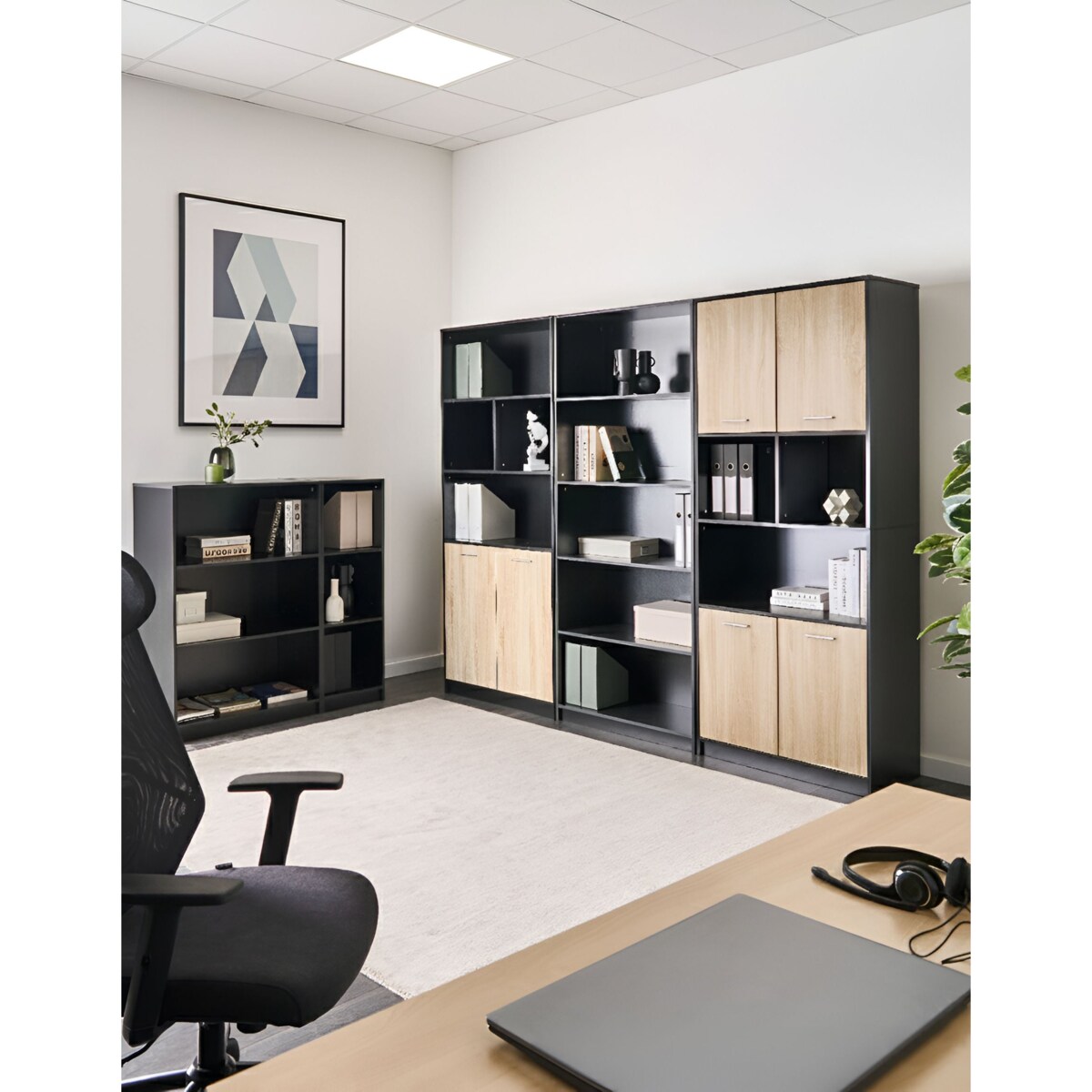 Regał 4-drzwiowy ZEHNA Brązowy/ czarny