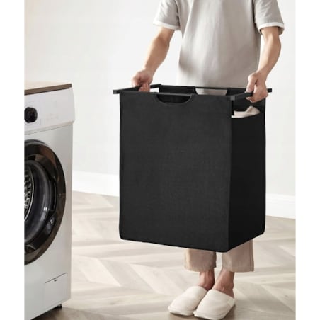 Kosz na pranie dwukomorowy duży z półką industrialny regał pojemnik loft