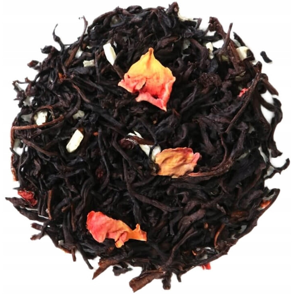 Herbata czarna SZCZĘŚCIE premium kokos malina płatki róży na prezent 120g - herbata liściasta sypana mieszanka napar susz