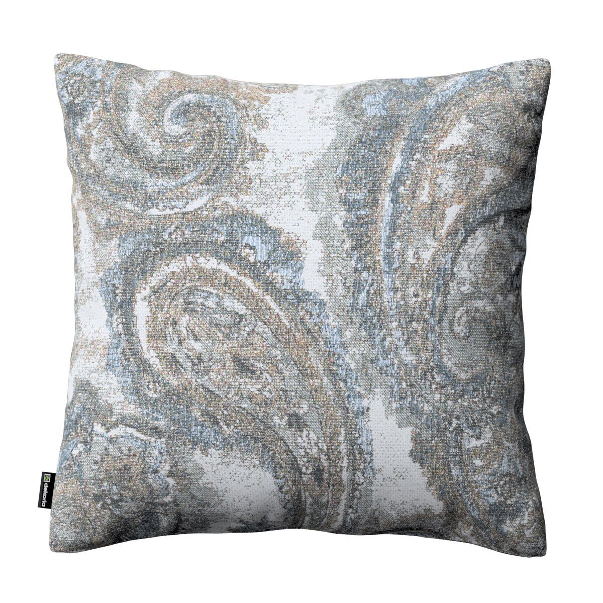 Poszewka Kinga na poduszkę 50x50 niebiesko-zielony paisley na kremowym tle