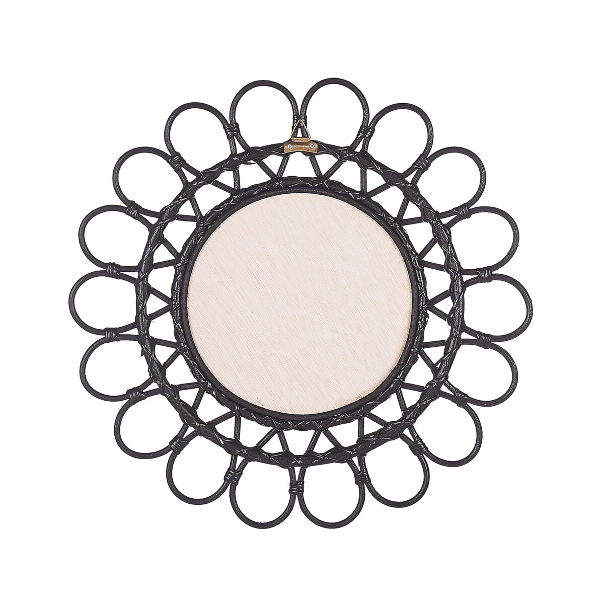 Rattanowe okrągłe lustro ścienne słońce ⌀ 60 cm czarne BABAI