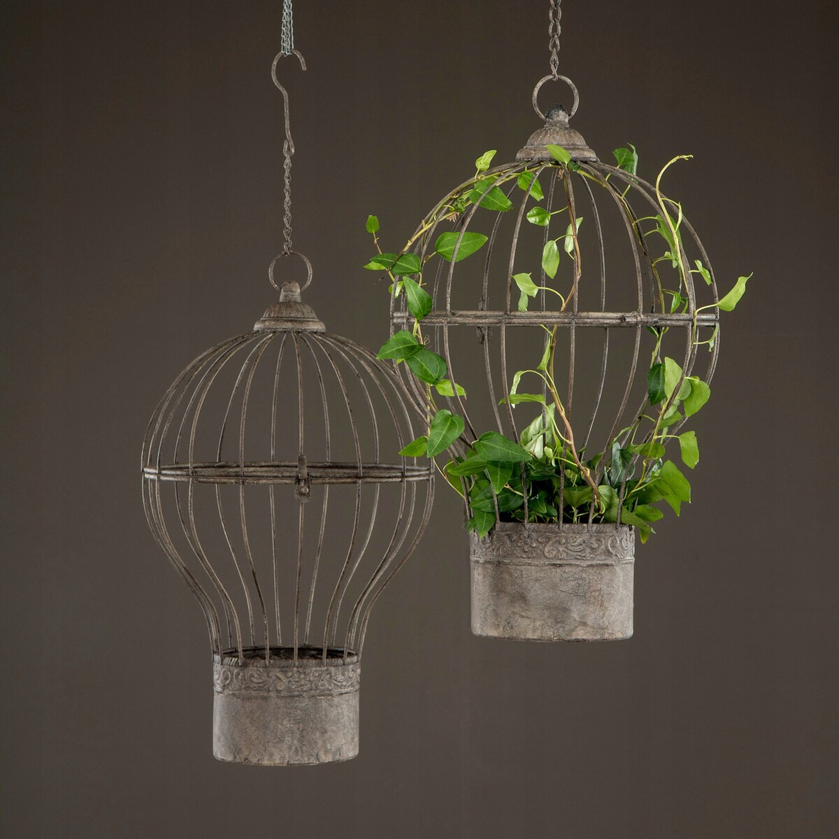 KWIETNIK KLATKA BALON do zawieszenia postawienia retro loft na bonsai