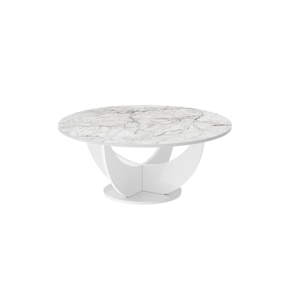 Ława CAPRI 100x100 biały marmur venatino/biały połysk