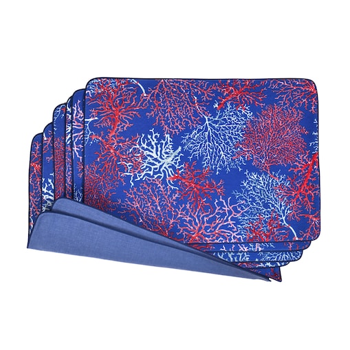 Dwustronne podkładki z motywem morskim Seaweed & Royal Blue – komplet 6 szt.