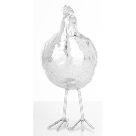 Dekoracja - kura 16x11,5x8 cm srebrna POLLAME