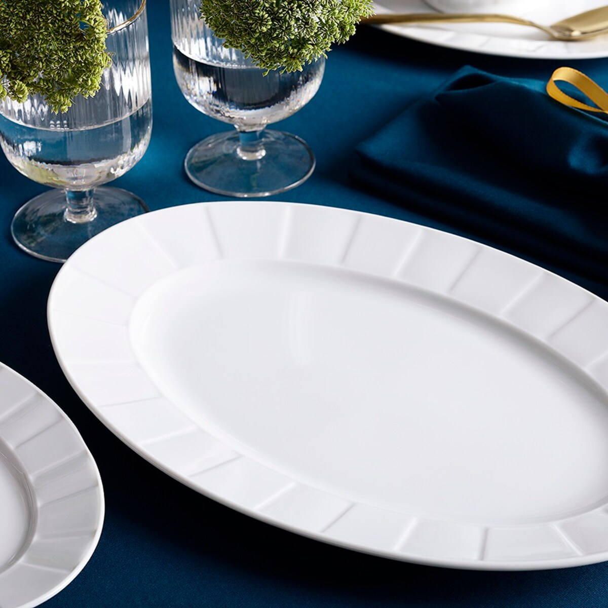 Półmisek owalny 33 cm Oktawa biała 0001