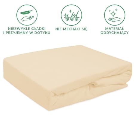 Prześcieradło z bawełny frotte z gumką 200x220 kolor jasny beż PREMIUM